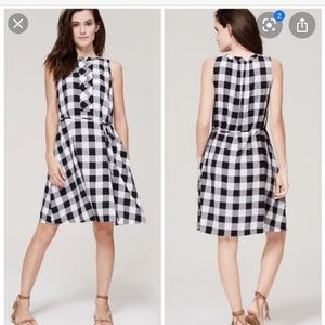 NWOT Ann Taylor Loft Gingham Plaid cotton retro rock-a-billy Dress black